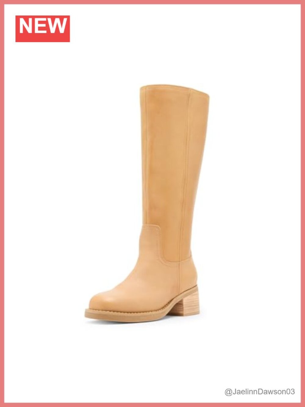 Waterproof Leather Mid-Calf Boots Block Heel Pull On